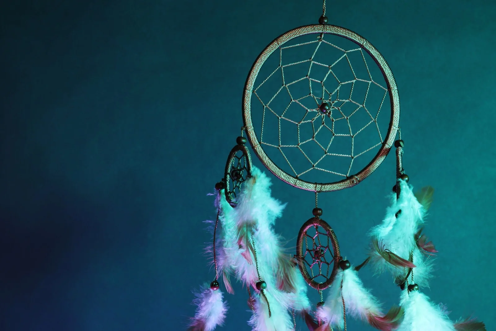 Dreamcatcher with colored light and smoke